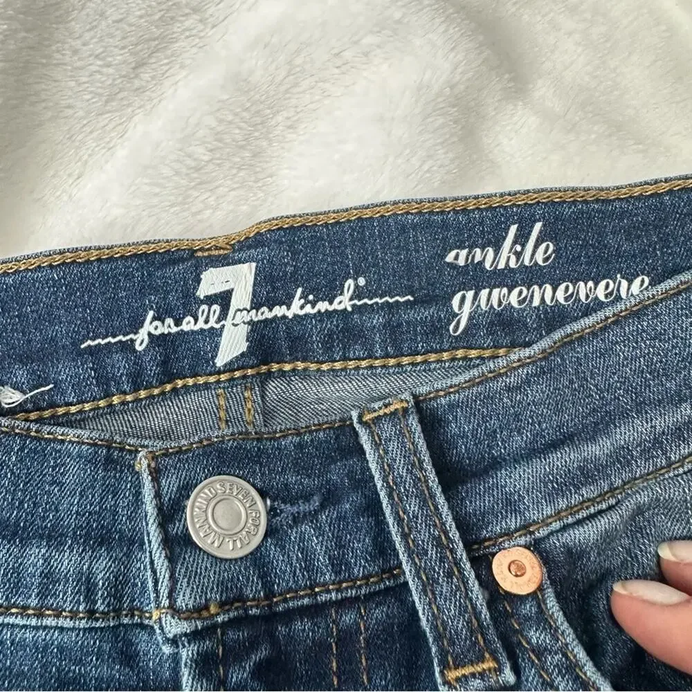 7 for all mankind ankle gwenevere jeans blue denim size 25 7FAM skinny
